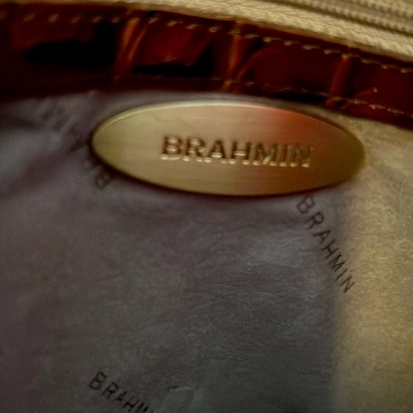 Brahmin satchel crocodile embossed brown leather large EUC Price Is Firm - Picture 12 of 13